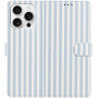 Etui zamykane w paski do iPhone 15 Pro - niebiesko-białe