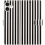 Etui zamykane w paski do iPhone 16 Plus - czarno-białe