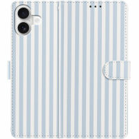 Etui zamykane w paski do iPhone 16 Plus - niebiesko-białe