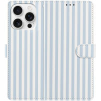 Etui zamykane w paski do iPhone 16 Pro - niebiesko-białe