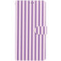 Etui zamykane typu flip w paski do iPhone 16 Pro Max - fioletowo-różowe