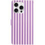 Etui zamykane typu flip w paski do iPhone 16 Pro Max - fioletowo-różowe