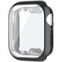 Metaliczne etui zamykane z miękkiego plastiku z ochroną ekranu do Apple Watch 45mm - czarne