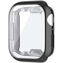 Metaliczne etui zamykane z miękkiego plastiku z ochroną ekranu do Apple Watch 45mm - czarne