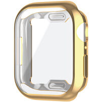 Metaliczne etui zamykane z miękkiego tworzywa sztucznego z ochroną ekranu do Apple Watch 45mm - złote