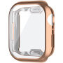 Metaliczne etui zamykane z miękkiego tworzywa sztucznego z ochroną ekranu do Apple Watch 45mm - różowozłote