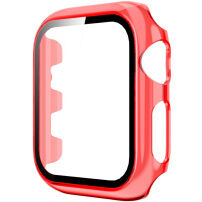 Przezroczysta obudowa z hartowanym szkłem dla Apple Watch 38mm - czerwony