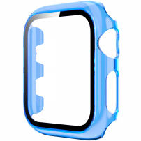 Przezroczysta obudowa z hartowanym szkłem dla Apple Watch 42mm - niebieskie