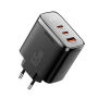 ESSAGER ES-CD64 GaN ładowarka do szybkiego ładowania z wyświetlaczem i portami 2x USB-C / USB-A - 65W - czarna