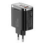 ESSAGER ES-CD64 GaN ładowarka do szybkiego ładowania z wyświetlaczem i portami 2x USB-C / USB-A - 65W - czarna