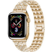 xDfind metalowy Pasek wysadzany kamieniami do Apple Watch Ultra 49mm / 46mm / 45mm / 44mm / 42mm - złoty