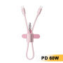 ESSAGER ES-X83 kabel do ładowania i transmisji danych oraz smycz - USB-C na USB-C - 30 cm - różowy
