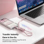 ESSAGER ES-X83 kabel do ładowania i transmisji danych oraz smycz - USB-C na USB-C - 30 cm - różowy