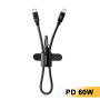 ESSAGER ES-X83 kabel ładujący i do transmisji danych oraz smycz - USB-C na USB-C - 30 cm - czarny