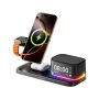 C09 3w1 magnetyczna podstawka bezprzewodowa z zegarem, głośnikiem i podświetleniem do iPhone / Apple Watch / AirPods - 25W - czarna