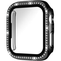 xDfind etui zamykane wysadzane kamyczkami ze szkłem hartowanym do Apple Watch 46mm - czarne