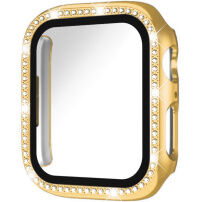 xDfind etui zamykane wysadzane kamyczkami ze szkłem hartowanym do Apple Watch 40mm - złote