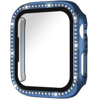 xDfind etui zamykane wysadzane kamieniami ze szkłem hartowanym do Apple Watch 40mm - ciemnoniebieskie