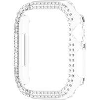 xDfind błyszczące etui zamykane wysadzane kamyczkami do Apple Watch 45mm - przezroczyste