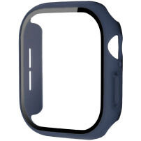 xDfind matowe etui zamykane ze szkłem hartowanym do Apple Watch 42mm (Series 10 / 11) - ciemnoniebieskie