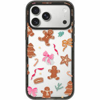 Przezroczyste etui ze wzorem świątecznych pierniczków do iPhone 17 Pro Max - brązowe