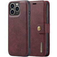 DG.MING 2w1 zdejmowane etui z klapką dla iPhone 14 Pro Max - bordowy