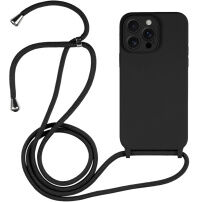 Silikonowe etui ze sznurkiem do iPhone 16 Pro - czarne