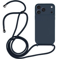 Silikonowe etui ze sznurkiem do iPhone 17 Pro - ciemnoniebieskie