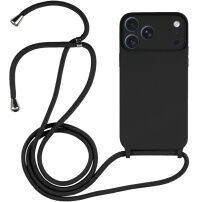 Silikonowe etui ze sznurkiem do iPhone 17 Pro Max - czarne