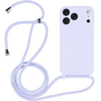 Silikonowe etui ze sznurkiem do iPhone 17 Pro Max - jasnofioletowe
