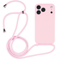 Silikonowe etui ze sznurkiem do iPhone 17 Pro Max - różowe