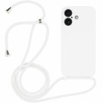 Silikonowe etui ze sznurkiem do iPhone 16 - białe