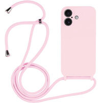 Silikonowe etui ze sznurkiem do iPhone 16 - różowe
