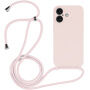 Silikonowe etui ze sznurkiem do iPhone 16 Plus - staroróżowe