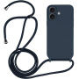 Silikonowe etui ze sznurkiem do iPhone 16 Plus - ciemnoniebieskie