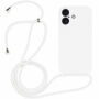 Silikonowe Etui ze sznurkiem do iPhone 16 Plus - białe