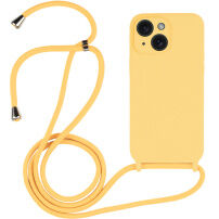 Silikonowa osłona ze smyczą dla iPhone 15 - żółte