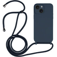 Silikonowa osłona ze smyczą dla iPhone 15 - ciemnoniebieski