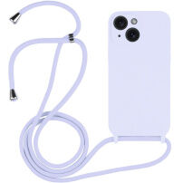 Silikonowa osłona ze smyczą dla iPhone 15 Plus - jasnofioletowy