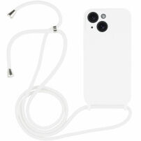 Silikonowa osłona ze smyczą dla iPhone 15 Plus - biały