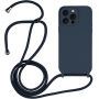 Silikonowa osłona ze smyczą dla iPhone 15 Pro Max - ciemnoniebieski