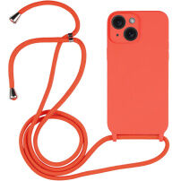 Silikonowa osłona ze smyczą dla iPhone 14 - pomarańczowe