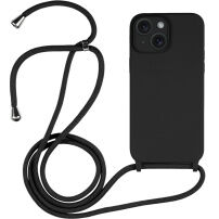 Silikonowa osłona ze smyczą dla iPhone 14 - czarny
