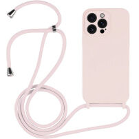 Silikonowa osłona ze smyczą dla iPhone 14 Pro - różowe