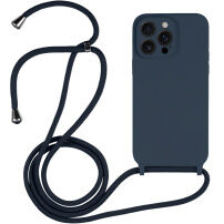Silikonowa osłona ze smyczą dla iPhone 14 Pro - ciemnoniebieski