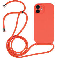 Silikonowe etui ze sznurkiem do iPhone 12 - pomarańczowe