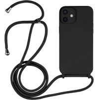 Silikonowe etui ze sznurkiem do iPhone 12 - czarne