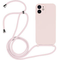 Silikonowe etui ze sznurkiem do iPhone 12 - brudny róż