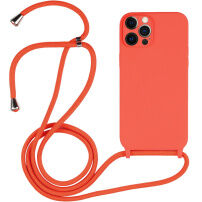 Silikonowe etui ze sznurkiem do iPhone 12 Pro - pomarańczowe