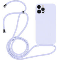Silikonowe etui ze sznurkiem do iPhone 12 Pro - jasnofioletowe